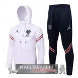 Paris Saint Germain Insieme Completo Bianco Nero Rosso Giacca Felpa Cappuccio 2021-22