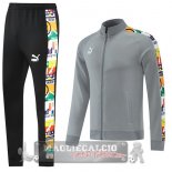 Adidas Set Completo Grigio Nero Giacca Lunga Zip 2022-23