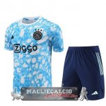 Ajax Formazione Set Completo Maglia Calcio 2023-24 Blu