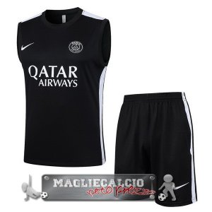 Formazione Senza Maniche Set Completo Paris Saint Germain 2023-24 Nero Bianco