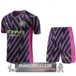 Thailandia Portiere Maglia Calcio Set Completo Uomo Manchester City 2023-24 Purpureo