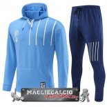 Manchester City Insieme Completo Bambino Giacca Felpa Cappuccio 2022-23 Blu