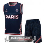 Paris Saint Germain Formazione Senza Maniche Set Completo Maglia Calcio 2023-24 Blu Navy Rosso