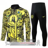 Set Completo Sudadera Formazione Brasilee 2024 Giallo Nero