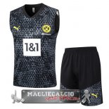 Borussia Dortmund Formazione Senza Maniche Set Completo Maglia Calcio 2023-24 Nero Grigio