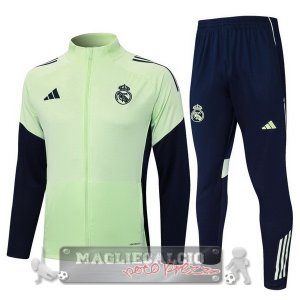 Set Completo Lunga Zip Giacca Bambino Real Madrid 2025 2026 Verde Luce
