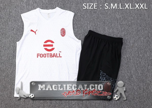 Formazione Senza Maniche Set Completo AC Milan 2023-24 Bianco Rosso Nero