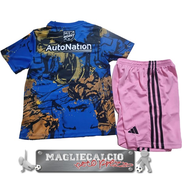 Inter Miami Nino Set Completo Bambino Maglia Calcio Speciale 2023-24 Blu