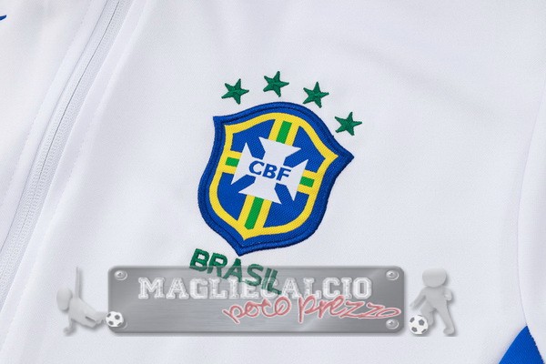 Set Completo Ropa Deportiva Con Cremallera Larga Brasilee 2024 Bianco Blu