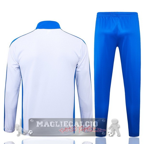 Set Completo Ropa Deportiva Con Cremallera Larga Brasilee 2024 Bianco Blu