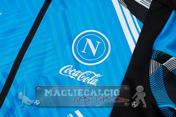 Set Completo Ropa Deportiva Con Cremallera Larga Napoli 2024 2025 Blu Nero