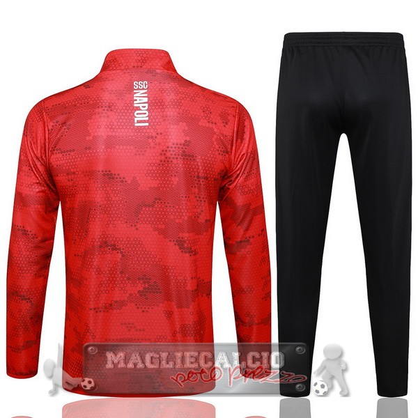 Set Completo Ropa Deportiva Con Cremallera Larga Napoli 2024 2025 Rosso Nero
